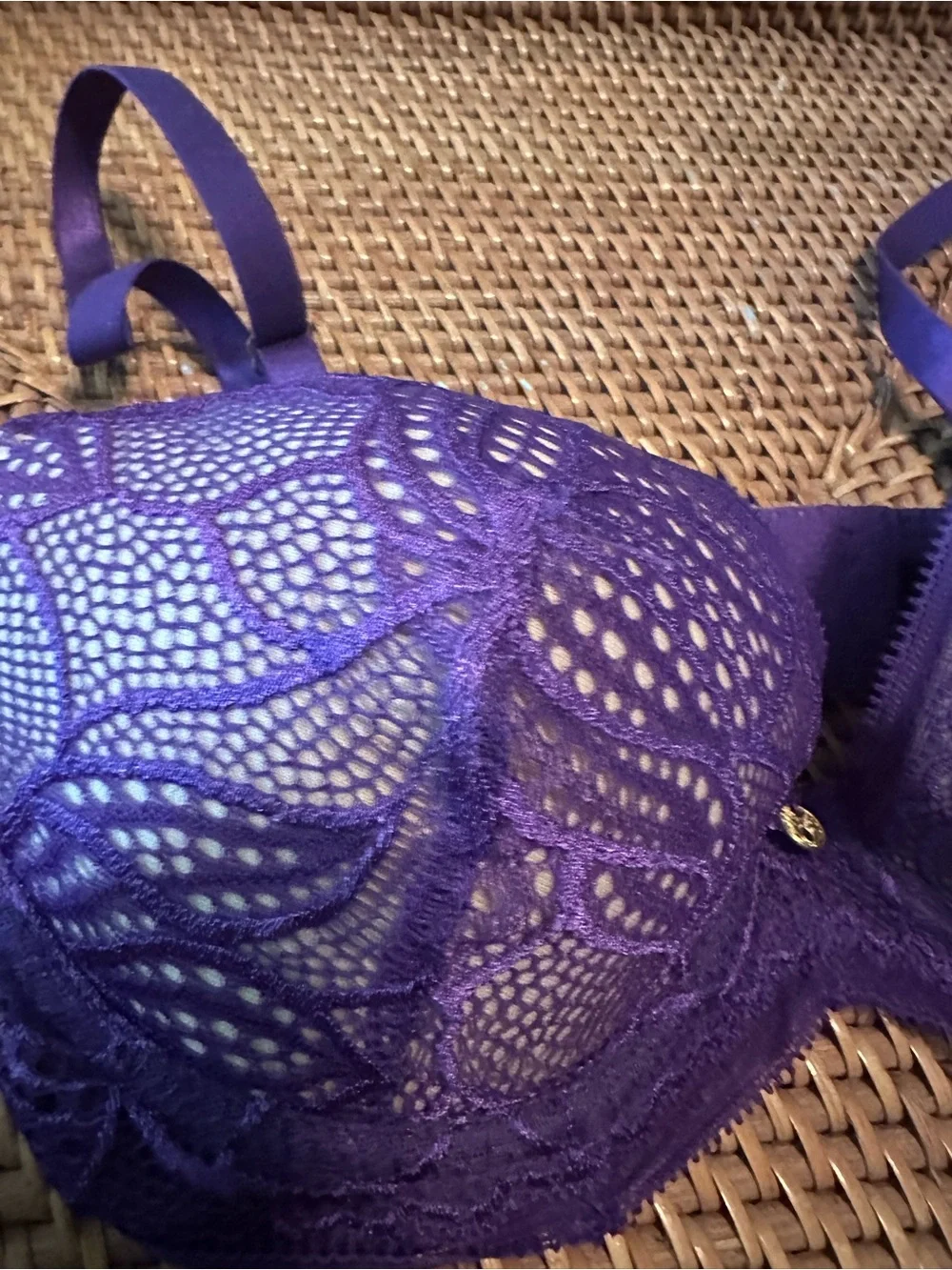 Natori Purple Lace Underwire Bra 32D NWOT Luxury Lingerie